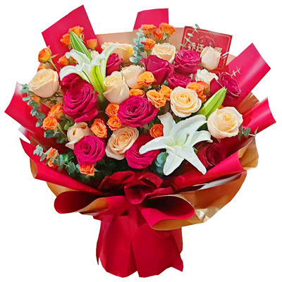 黄石19朵玫瑰百合，爱情永不凋零